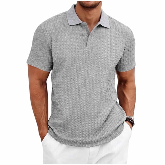 YLSDY Men's Color Block Striped Short Sleeve Golf Shirt with Chest Pocket, Sporty Design for Daily Workouts Gray S