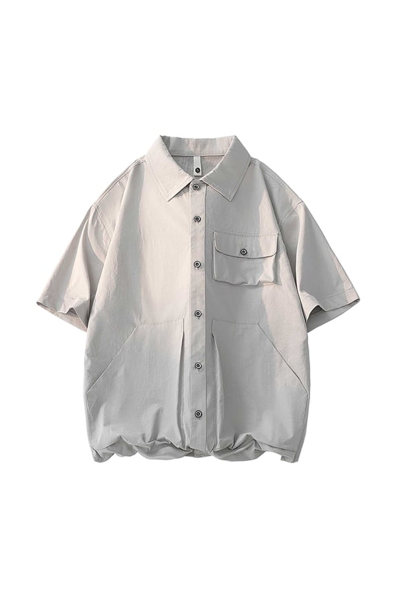 CYMMPU Men's Color Block Waffle Knit Stand Collar Short Sleeve Henley Shirt, Textured Fabric for Casual Wear Gray XXXXXL