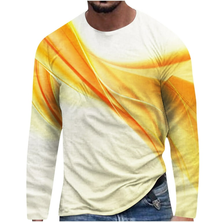 CYMMPU Men's Round Neck Hipster Shirt Clearance Going out Tops for Men Long  Sleeve Shirts Trendy Hip Pop Style Tunic Solid Color 2023 Spring Fashion  Clothes Yellow XXXXL 
