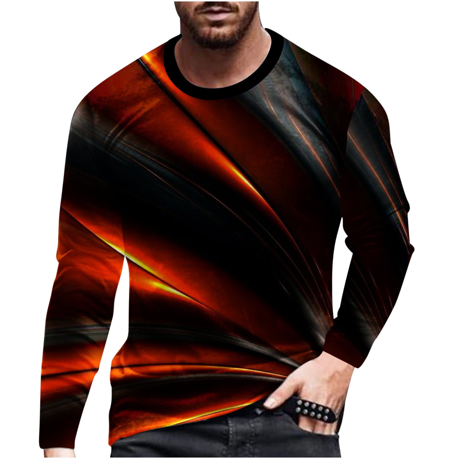 CYMMPU Men's Round Neck Hipster Shirt Clearance Going out Tops for Men Long  Sleeve Shirts Trendy Hip Pop Style Tunic Tie Dye Ombre 2023 Spring Fashion  Clothes Orange XXXXXL 