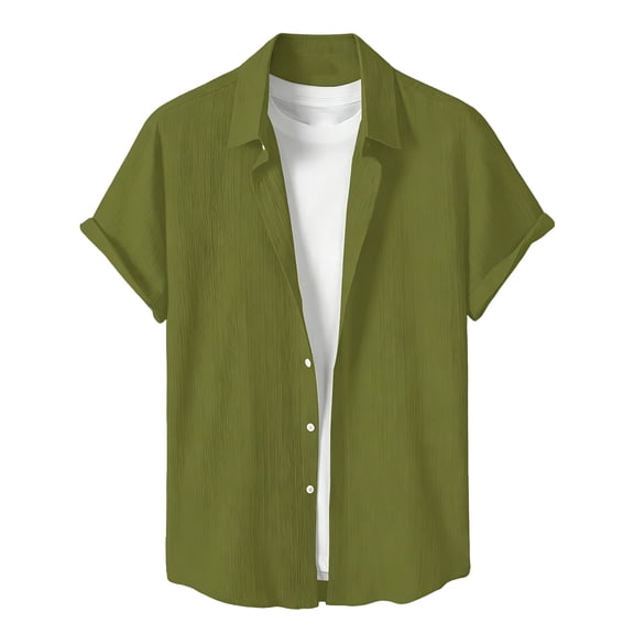 YLSDY Men's Short Sleeve Golf Shirt with Chest Pocket, Solid Color Fashion Top for Weekend Getaways Army Green S