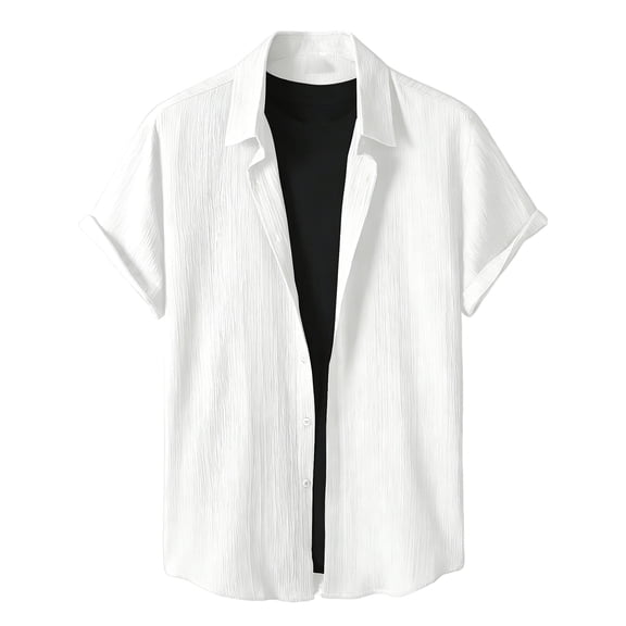 YLSDY Men's Short Sleeve Golf Shirt with Chest Pocket, Solid Color Fashion Top for Weekend Getaways White S