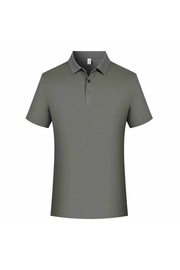 CYMMPU Men's Solid Short Sleeve Button-Down Work Shirt with Multi-Pockets, Casual and Functional Gray S