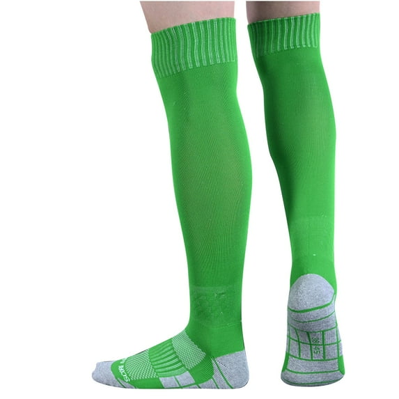 CYMMPU Soccer Socks Cushioned Knee High Team Sports Football Socks Youth Kids Green,M