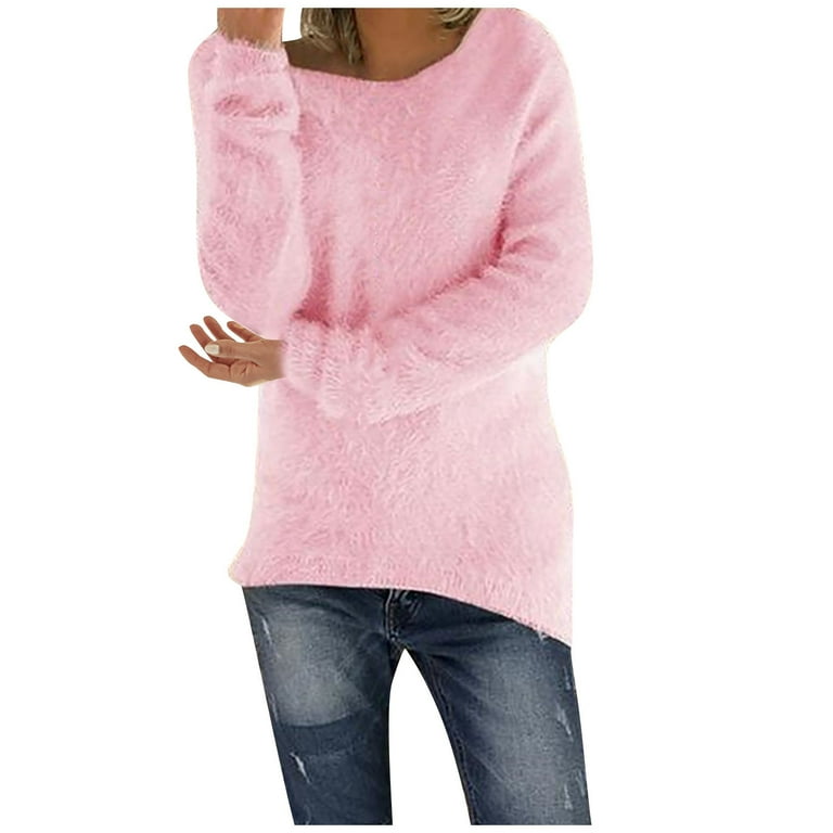 CYMMPU Solid Color Shirts Trendy Pullover Long Sleeve Spring