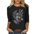 thumbnail image 1 of CYMMPU Spring Tops Crew Neck 3/4 Sleeve Summer Fashion Shirts Loose Fit Tunic Tops Floral Printed Blouses for Women Dressy Casual Lightweight Basic T-Shirts Black M, 1 of 4