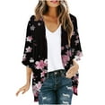 thumbnail image 1 of CYMMPU Spring Tops Front Open Cardigan Floral Printed Blouses for Women Dressy Casual Summer Trendy Chiffon Shirts Loose Fit Kimono 3/4 Sleeve Kimono Cover Up for Beach Kimono Multicolor XXXXL, 1 of 5