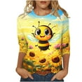 thumbnail image 1 of CYMMPU Spring Tops Round Neck 3/4 Sleeve Bee Pattern T-Shirts Fall Fashion Shirts Blouses for Women Dressy Casual Loose Fit Cute Animals T-Shirts L, 1 of 5
