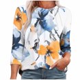thumbnail image 1 of CYMMPU Spring Tops Round Neck 3/4 Sleeve Floral Pattern Loose Fit Blouses for Women Dressy Casual Summer Trendy Shirts Tunic Tops Lightweight Basic Tees XXL, 1 of 5