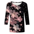 thumbnail image 1 of CYMMPU Spring Tops Round Neck Fall Trendy Shirts Loose Fit 3/4 Sleeve Flower Printed Blouses for Women Dressy Casual Tunic Tops Lightweight Basic Tees Pink S, 1 of 4