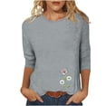 thumbnail image 1 of CYMMPU Spring Tops Round Neck Flower Printed Loose Fit Blouses for Women Dressy Casual Tunic Tops 3/4 Sleeve Fall Fashion Shirts Lightweight Basic T-Shirts Gray XXL, 1 of 4