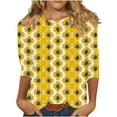 thumbnail image 1 of CYMMPU Spring Tops Round Neck Loose Fit Bee Pattern Tunic Tops 3/4 Sleeve Blouses for Women Dressy Casual Fall Trendy Shirts Lightweight Basic Tees Multicolor XXXXXL, 1 of 5