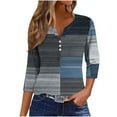 thumbnail image 1 of CYMMPU Summer Fall Fashion Tunic Tops Color Block 3/4 Length Sleeve Shirts Vintage Basic Tees Business Work Blouses V-Neck 2025 Clothes for Women Navy XL, 1 of 5