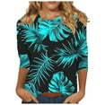 thumbnail image 1 of CYMMPU Summer Fashion Shirts Crew Neck Blouses for Women Dressy Casual Floral Pattern Loose Fit Tunic Tops Spring Tops 3/4 Sleeve Lightweight Basic T-Shirts XL, 1 of 5