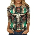 thumbnail image 1 of CYMMPU Summer Trendy Shirts 3/4 Sleeve Blouses for Women Dressy Casual Tunic Tops Floral Pattern Spring Tops Crew Neck Loose Fit Lightweight Basic Tees Multicolor L, 1 of 5
