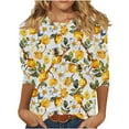 thumbnail image 1 of CYMMPU Summer Trendy Shirts 3/4 Sleeve Tunic Tops Boho Blouses for Women Dressy Casual Spring Tops Bee Printed Crew Neck Loose Fit Lightweight Basic Tees M, 1 of 5
