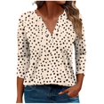 thumbnail image 1 of CYMMPU T-Shirts V Neck Blouses for Women Dressy Casual Spring Tops 3/4 Sleeve Flower Pattern Summer Trendy Shirts Loose Fit Business Elegant Work Tops T-Shirts Multicolor L, 1 of 5