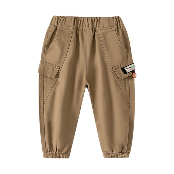CYMMPU Toddler Baby Boys Cargo Sweatpants Solid Cotton Elastic Waist Trousers Active Jogger Pants Children's Autumn Trousers 3-8 Years Khaki 5 Years