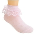thumbnail image 1 of CYMMPU Toddler Baby Girls Ruffle Lace Socks Eyelet Mesh Cotton Frilly Ankle Soft Dress Kids Princess Socks Pink,6 Years, 1 of 7
