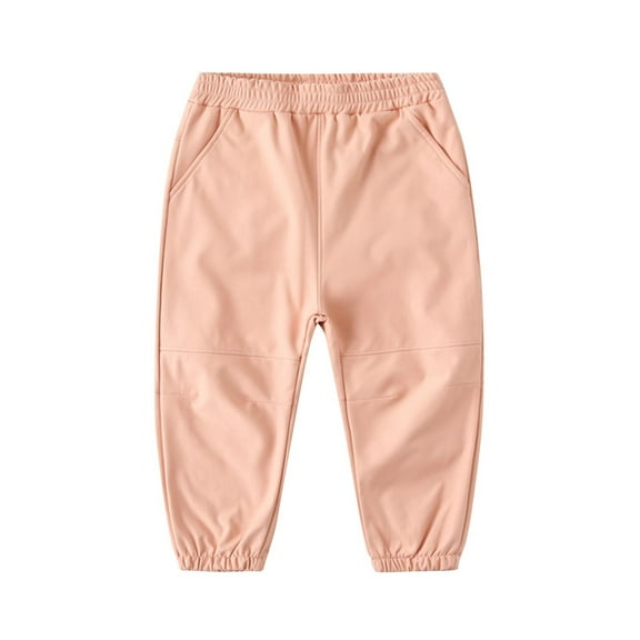 CYMMPU Toddler Waterproof Cozy-Dry Rain Snow Pants Fleece Lined Elastic Waist Parachute Pants for Kids Girls Boys Pink 4 Years