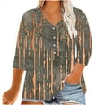 thumbnail image 1 of CYMMPU Tunic Tops 3/4 Sleeve Blouses for Women Dressy Casual Loose Fit V Neck Fall Trendy Shirts Spring Tops Floral Pattern Plus Size T-Shirt Multicolor XXL, 1 of 4