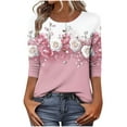 thumbnail image 1 of CYMMPU Tunic Tops 3/4 Sleeve Button up Crew Neck Fall Fashion Shirts Blouses for Women Dressy Casual Spring Tops Loose Fit Floral Printed Business Elegant Work Topss Pink XL, 1 of 7