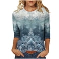thumbnail image 1 of CYMMPU Tunic Tops 3/4 Sleeve Floral Pattern Crew Neck Blouses for Women Dressy Casual Summer Trendy Shirts Spring Tops Loose Fit Lightweight Basic Tees Multicolor L, 1 of 5