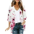 thumbnail image 1 of CYMMPU Tunic Tops 3/4 Sleeve Floral Pattern Summer Trendy Chiffon Shirts Front Open Cardigan Loose Fit Blouses for Women Dressy Casual Spring Tops Kimono Cover Up for Beach Kimono Multicolor XL, 1 of 5