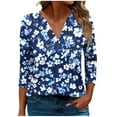 thumbnail image 1 of CYMMPU Tunic Tops 3/4 Sleeve Spring Tops Blouses for Women Dressy Casual Loose Fit Floral Pattern Fall Trendy Shirts V Neck Business Elegant Work Tops T-Shirts XXXXXL, 1 of 5