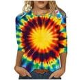 thumbnail image 1 of CYMMPU Tunic Tops 3/4 Sleeve Summer Fashion Shirts Spring Tops Tie Dye Loose Fit Blouses for Women Dressy Casual Round Neck Ombre T-Shirts XXXXL, 1 of 5