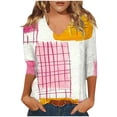 thumbnail image 1 of CYMMPU Tunic Tops V Neck Blouses for Women Dressy Casual Loose Fit 3/4 Sleeve Summer Trendy Shirts Floral Printed Spring Tops Business Elegant Work Tops T-Shirts Pink S, 1 of 5