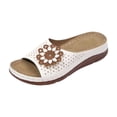 thumbnail image 1 of CYMMPU Women's 3D Floral Decor Wedge Slide Sandals, Hollow Open Toe Slip On Summer Casual Footwear White 38, 1 of 6