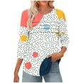 thumbnail image 1 of CYMMPU Women's Business Work Blouses Trendy Tunic Tops Shirts Basic Tees Casual Crewneck Floral Printed 3/4 Length Sleeve Summer Fall 2025 Clothes White XXL, 1 of 6