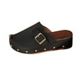 thumbnail image 1 of CYMMPU Women's Closed Toe Buckle Wedge Mules Slip On Backless Footwear for Casual Daily and Dressy Occasions Black 37, 1 of 8