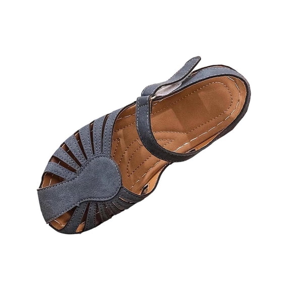 CYMMPU Women's Closed Toe Cutout Ankle Strap Sandals, Adjustable Buckle Wedge Walking Shoes, Outdoor Casual Summer Footwear Blue 36