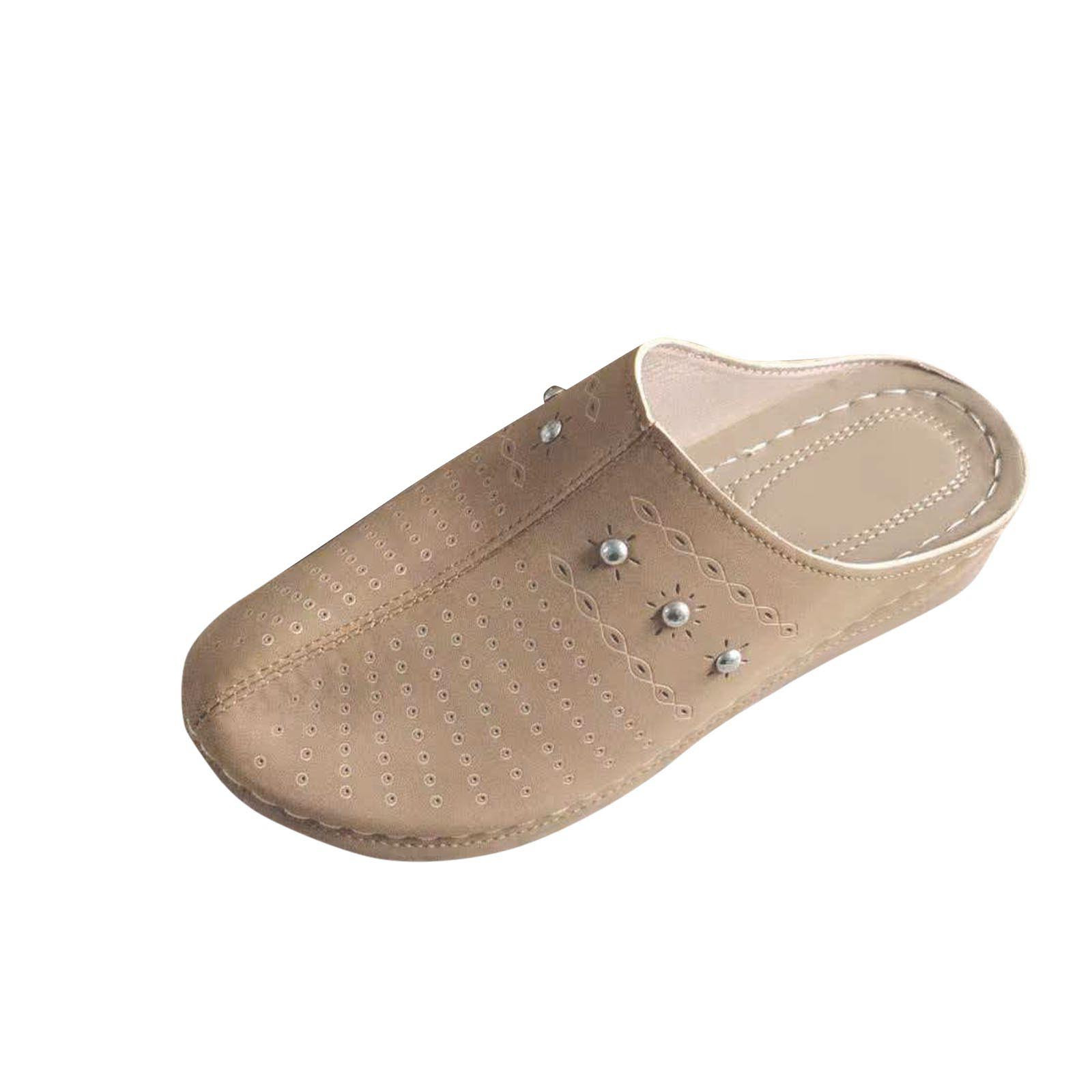 CYMMPU Women's Closed Toe Wedge Mules, Cutout Design Slip On Platform Shoes, Comfort Casual Footwear for Warm Seasons and Daily Wear Beige 41