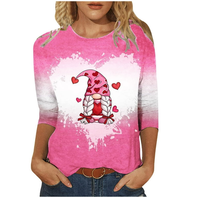 CYMMPU Women's Crewneck Sweatshirt Clearance Going out Tops for Women Long  Sleeve Shirts Trendy Valentine's Day Tunic Tie Dye Bleached Red Gnomes  Graphic 2023 Spring Fashion Clothes Red S 