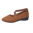 thumbnail image 1 of CYMMPU Women's Crisscross Ankle Strap Wedge Pumps Closed Toe Slip On Shoes for Casual Daily Occasions Brown 40, 1 of 7
