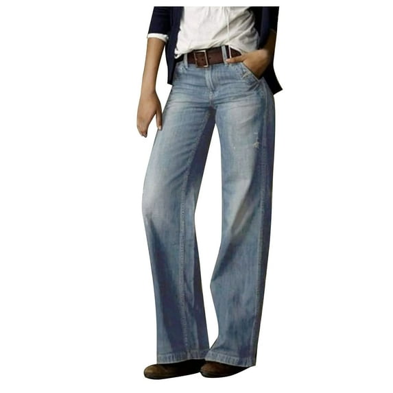 LMOIPLI Women's Dressy Bottoms Lightweight Long Pants Fashion Summer Clothes Comfy Lounge Palazzo Loose Palazzo Pants Vintage Loose Palazzo Pants Plain Color High Waist Light Blue XXXL