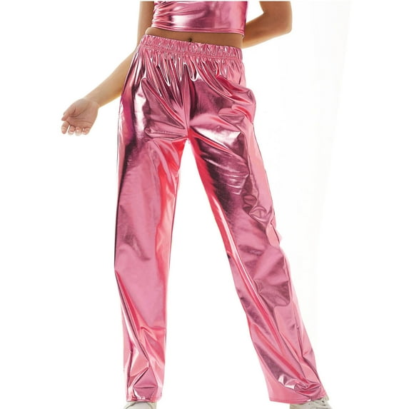 LMOIPLI Women's Dressy Bottoms Lightweight Long Pants Loose Palazzo Pants Comfy Lounge Palazzo Vintage Loose Palazzo Pants Fashion Summer Clothes Solid Color High Waist Pink L