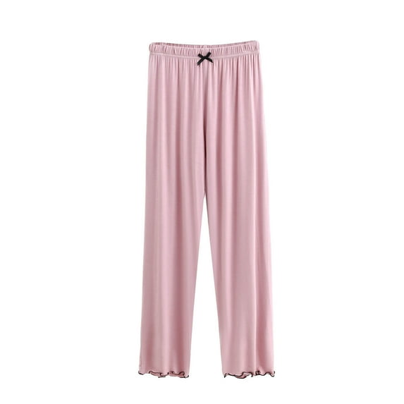 LMOIPLI Women's Fashion Summer Clothes High Waist Vintage Loose Palazzo Pants Full Lenght Trousers Plain Color Comfy Lounge Palazzo Dressy Bottoms Loose Palazzo Pants Pink XL
