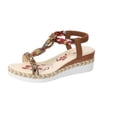 thumbnail image 1 of CYMMPU Women's Floral Printed Strap Wooden Ornament Wedge Sandals, Open Toe Slingback Bohemian Casual Footwear Hot Pink 39, 1 of 9