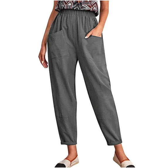 LMOIPLI Women's Flowy Swing Palazzo Lightweight Long Pants Vintage Wide Leg Lounge Trousers Solid Color Straight Wide Leg Fashion Summer Clothes Wide Leg Lounge Trousers Elastic High Waist Gray XL