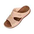 thumbnail image 1 of CYMMPU Women's Hollow Rivet Wedge Slide Sandals, Open Toe Cutout Platform Slip On Slippers, Casual Summer Daily Walking Shoes Beige 41, 1 of 9