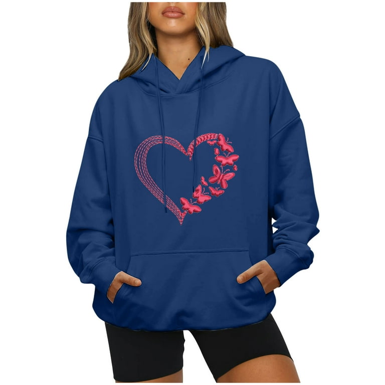 CYMMPU Women's Crewneck Pullover Clearance Trendy Comfy Clothes for 2023  Love Heart Printing Pullover Valentine's Day Pullover Sweatshirts for  Womens