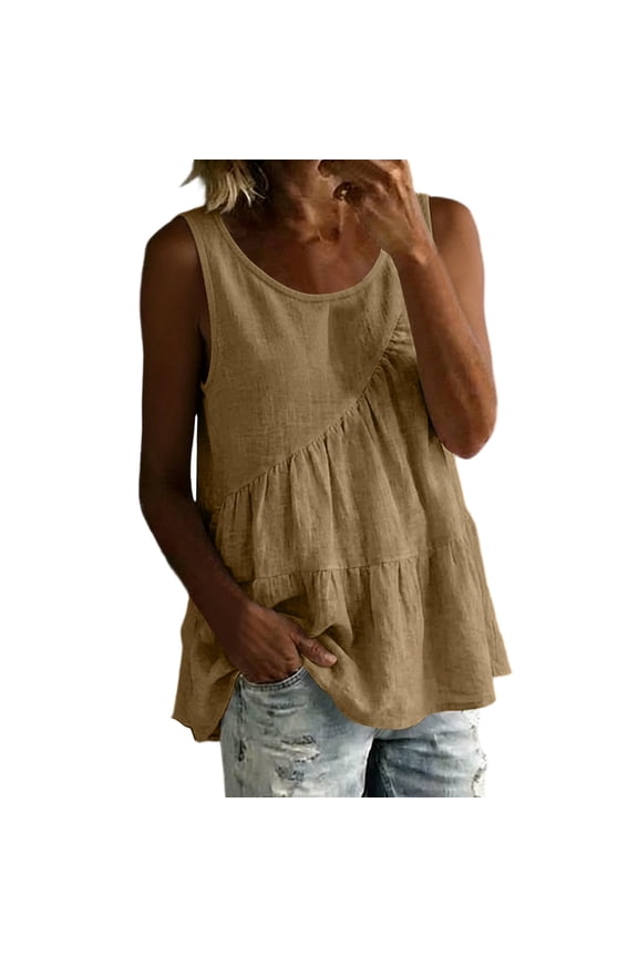 Women's Lace Trim V-Neck Cami, Adjustable Spaghetti Strap Tank Top with Floral Lace Neckline, Casual Elegant Summer Top Khaki S
