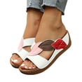 thumbnail image 1 of CYMMPU Women's Leaf Applique Wedge Slide Sandals Open Toe Slip On Footwear for Casual Summer Daily Wear White 39, 1 of 8