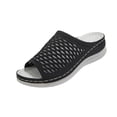 thumbnail image 1 of CYMMPU Women's Mesh Knit Open Toe Slide Sandals, Slip On Breathable Wedge Platform Slippers, Summer Daily Walking Shoes Black 40, 1 of 9