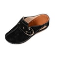 thumbnail image 1 of CYMMPU Women's Metal Buckle Backless Wedge Mules, Round Toe Slip On Cutout Clogs, Lightweight Daily Casual Shoes Black 43, 1 of 9