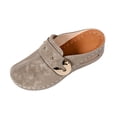 thumbnail image 1 of CYMMPU Women's Metal Buckle Backless Wedge Mules, Round Toe Slip On Cutout Clogs, Lightweight Daily Casual Shoes Khaki 39, 1 of 9